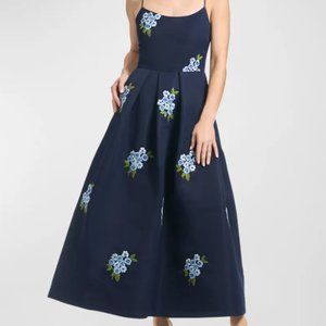 NWT Sachin & Babi Audra Pleated Floral-Embroidered Maxi Dress